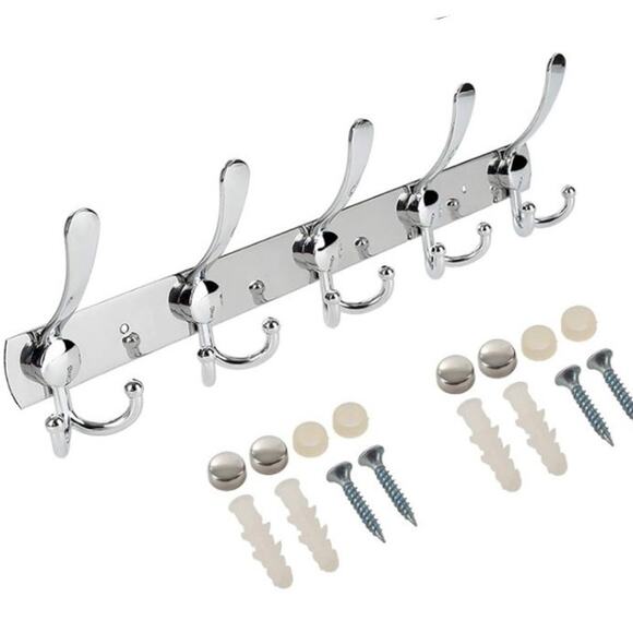 15 hook Stainless Steel Wall Mounted Coat Towel Hooks 16 inch long - Picture 4 of 8